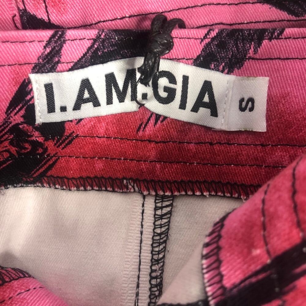 I AM GIA Siren Tiger Pink Black Animal Print Denim Mini Skirt Small - Picture 3 of 9
